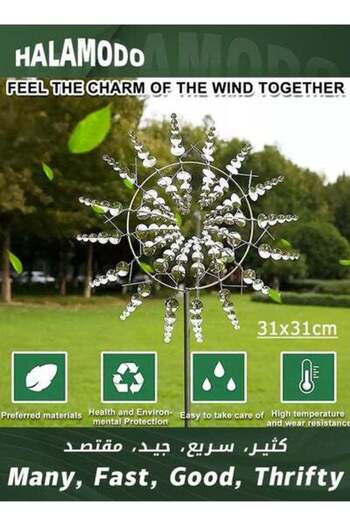 HALAMODO Wind Spinner, Unique and Magical Metal Windmill, 3D Wind-Powered Rotating Windmill, Outdoor Wind Spi