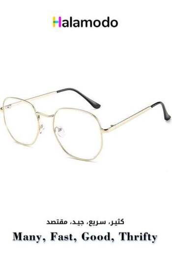 HALAMODO Square Metal Glasses Simple Flat Glasses Unisex