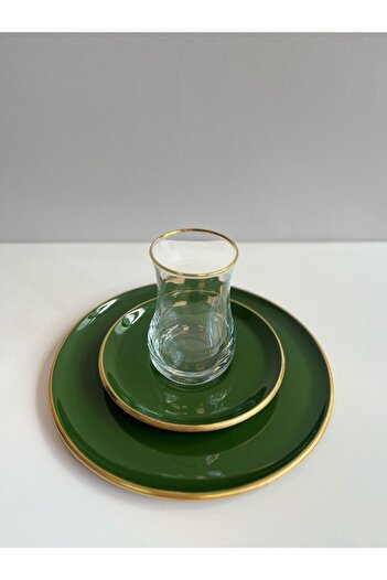 Glore 18 Piece Green Solid Cake Tea Set 85495
