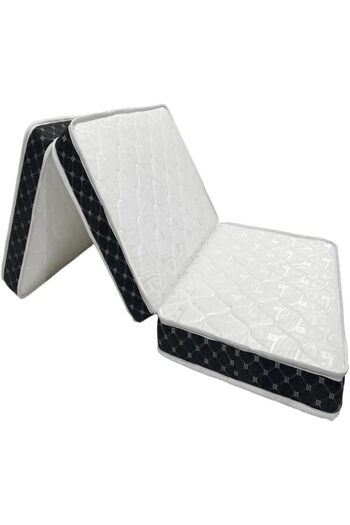 Comfy Portable White Satin  180x90x7cm Medicated Folding Mattress with Black Border