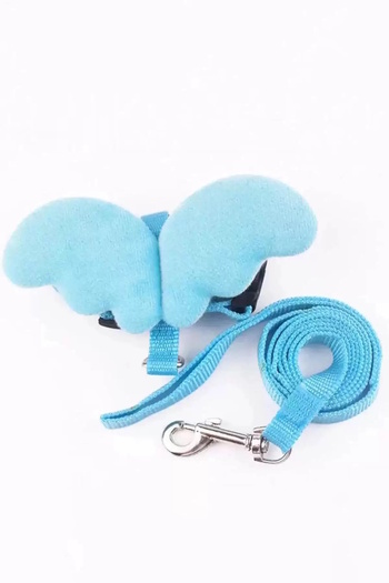 CAŞ DEKORASYON Blue Color Wing Figured Waist Chest Adjustable Cat/Dog Collar