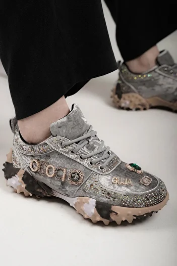 Guja Lui̇sa Original Guja Special Series Stone Detail Women's Sports Shoes Gray