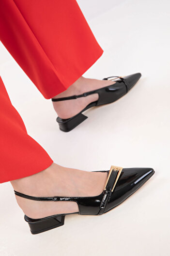 SOHO Black Patent Leather Women's Classic Heeled Shoes 20449