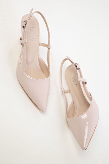 SOHO Beige Patent Leather Women's Classic Heeled Shoes 20428