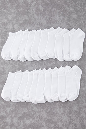 Trendyol Collection Weiße Unisex 20er-Pack kurze Baumwollsocken, unsichtbar / Booties