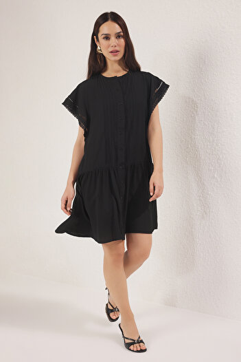 Trendyol Collection Rochie neagră simplă mini țesută TWOSS25EL00402
