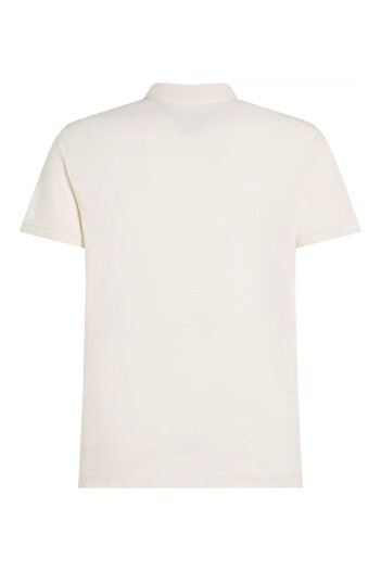 Tommy Hilfiger Erkek Pamuklu Polo Yakalı Düğme Kapamalı Kısa Kollu Ekru Polo Yaka T-Shirt MW0MW17771-Z00
