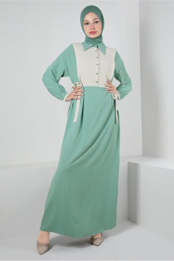 Alvina SIDE BINDING DETAILED TWO COLOR DRESS 43936