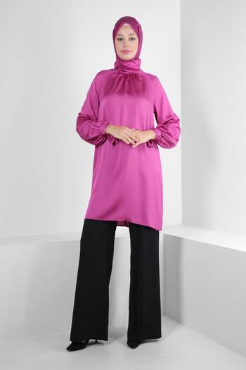 Alvina SATIN TUNIC WITH BINDING DETAIL ON CUFFS 43526