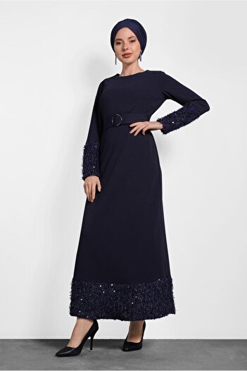 Alvina 40230 Model Sequined Dress with Belt