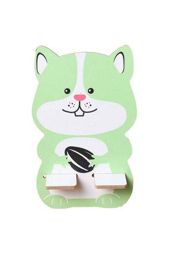 Generic Cute Squirrel Wooden Mobile Stand - Green