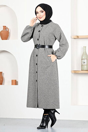ModaMerve Light Gray Buttoned Cap - Msl21086