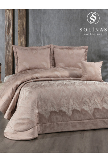 Solinas Collection Amanda Kahve – Krem Pano Çeyizlik Yatak Örtüsü