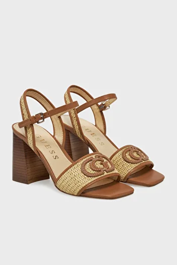 Guess Ganika Logo Leather Blended Thick Heels Shoes Fljgnkfab03 Shoes Fljgnk Fab03 Na