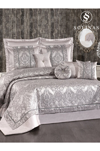 Solinas Collection Helena Gray – Silver Glitter Double Dowry Bedspread