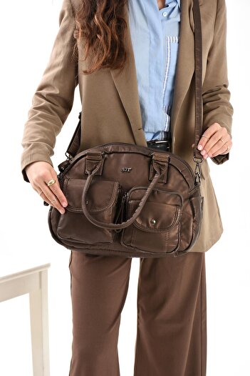 571 Collections Çanta Faux Leather Shoulder Bag Bronze (Model: 571-13-10N)