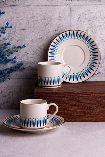 Snippy Fio - 4-Piece 2-Person Porcelain Coffee Cup Set Turkish Coffee Cup Set 80 ml