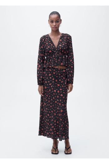 MANGO Woman Long Floral A-Line Skirt