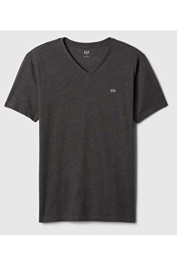 GAP Ανδρικό μπλουζάκι με κοντό μανίκι V-Frch Everyday Soft Micro Logo Vee 502020000 ΓΚΡΙ