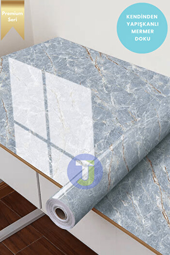 Technojet Kendinden yapışkanlı Mermer Desen Folyo Mutfak Banyo Tezgah Duvar Kaplama 60cmX100cm