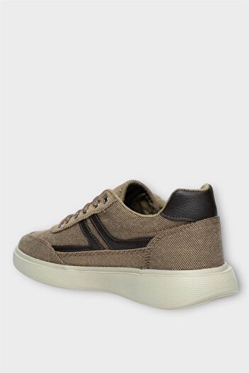 Liger Erkek Keten Gabardin Kumaş Günlük Sneaker Ayakkabı VİZON