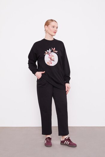 Levidor Siyah Belli Lastikli Cepli Spor Pantolon