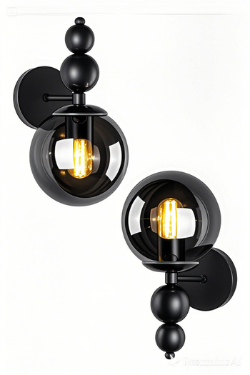 ATLANTİK AYDINLATMA 2 Pieces Wired Wall Lamp Bulk Sconce Glass Head Metal Body