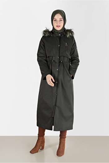 Alvina Furry Hooded Parka - Drawstring Waist 90200