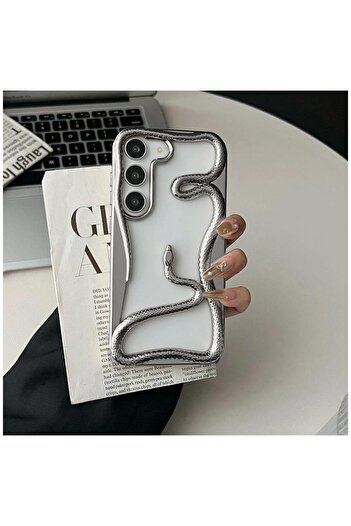 Zebana Samsung Galaxy S22 Compatible Case Zebana 3D Snake Silicone Case Gray