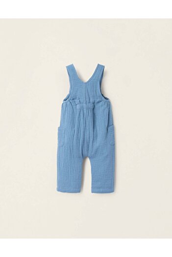 Ziddy Cotton Muslin Jumpsuit for Newborns, Turquoise