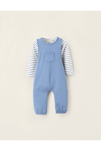 Ziddy Bodysuit + Jumpsuit for Newborns 'Giraffe', White/Blue