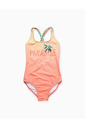 Ziddy Swimsuit with Sequins and Braided Straps for Girls, Yellow