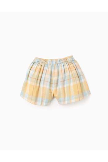 Ziddy Checkered Shorts for Baby Girls 'B&S', Yellow/Blue