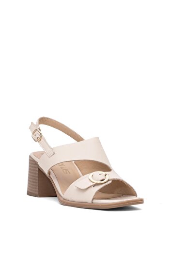 Venüs Beige Women's Genuine Leather Heeled Sandals 2510912 Y