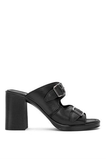 Venüs Papuci cu toc din piele naturală neagră de damă 25322561 Y