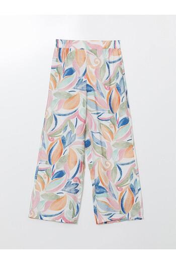 LC Waikiki Lcwaikiki Classic Elastic Waist Patterned Wide Leg Women's Trousers