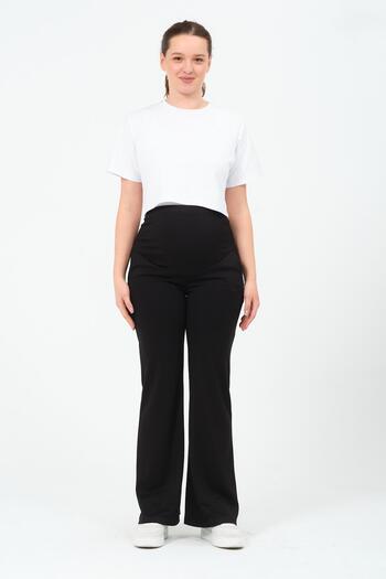 BUSA Flared Leg Trousers - Maternity Waist Adjustable Black
