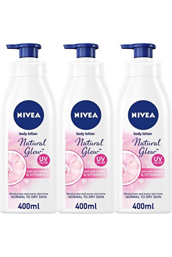 NIVEA Natural Fairness Body Lotion with Vitamin C and Even Tone Compound, Pack of 3 - 400ml