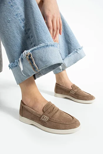 diclepolat Καθημερινά γυναικεία παπούτσια Mink Suede Loafer Gabby
