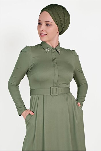 Alvina Stone Detailed Collar Dress - 40455