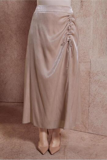 Alvina 60565 Model Satin Textured Wrap Skirt