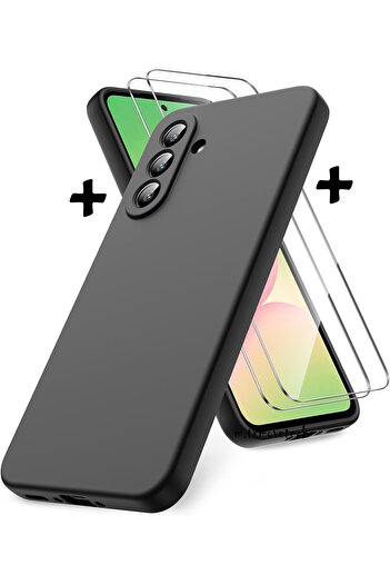 m.tk moveteck Samsung Galaxy A56 Case with Camera Protection Soft Color Matte Silicone + 9H Screen Protector Glass 2in1 Set