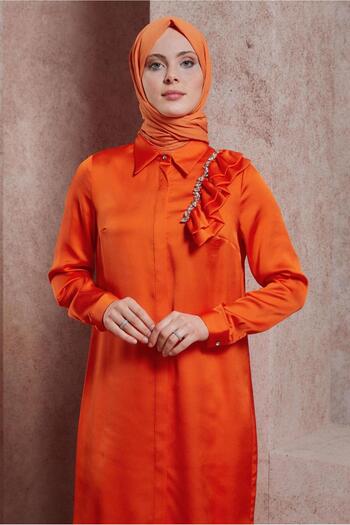 Alvina Satin Tunic - Ruffle Detailed, Model 43868