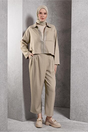 Alvina Linen Textured Trousers Set - Model 45119