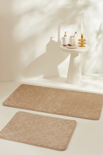 Karaca Home Figure Embos 2-Piece Bath Mat Brown