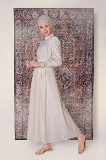 Alvina Cotton Scratch Patterned Embroidery Detail Dress 40520
