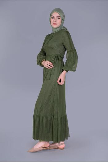 Alvina Buttoned Buttoned Tulle Dress 41405