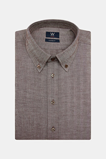 W Collection KAHVE UZUN KOLLU GÖMLEK