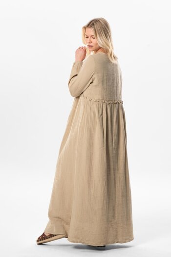 Eliş Şile Bezi Long Sleeve Oylum Robe Long Summer Muslin Dress Mink Vzn