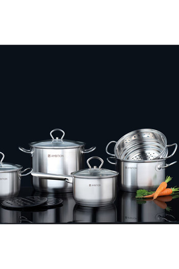 Ambition Stainless steel pot set, 11 pieces, Acero